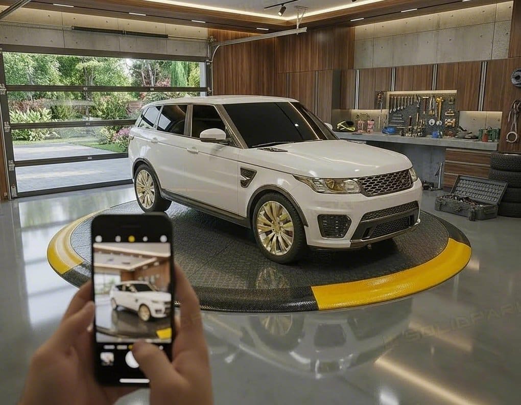 Car Turn Table installed in residential garage