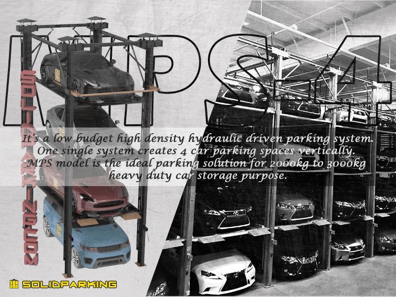 4 floor model four post parking lift 2000kg 3000kg standard lifting capacity for sedans and SUVs Solidparking MPS-4