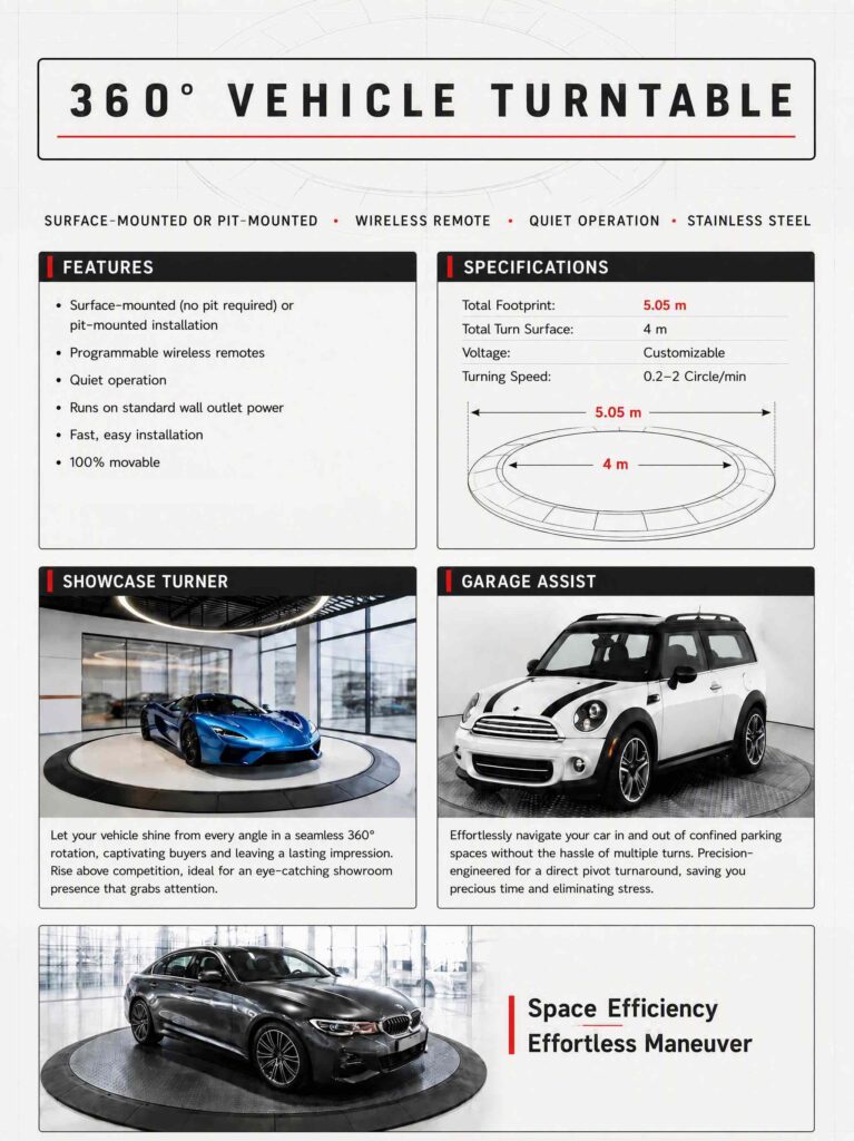car turn table for showroom-specs